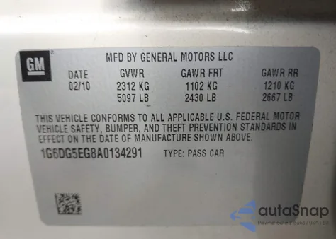 2010 Cadillac Cts Luxury из США, поврежденный, VIN 1G6DG5EG8A0134291